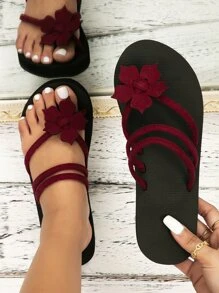 Chanclas con diseño de flor de dedo - Burdeos - Ver 6