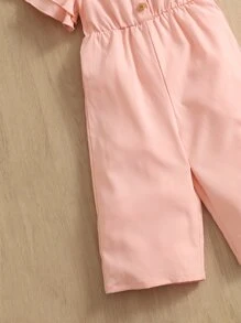 SHEIN 嬰兒蝴蝶袖半排扣連身褲 - 淺粉色 - 查看 4