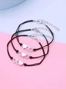 Chicas 3 piezas Pulsera con adorno de corazón - Multicolor - Ver 3