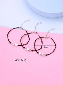 Chicas 3 piezas Pulsera con adorno de corazón - Multicolor - Ver 5