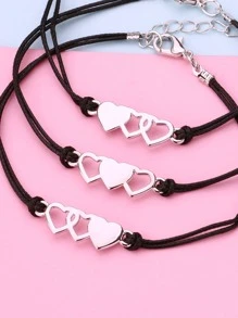 Chicas 3 piezas Pulsera con adorno de corazón - Multicolor - Ver 6