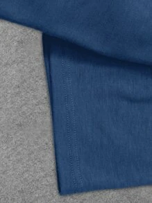 Manfinity 男士波浪和標語圖案T恤 - 藏蓝色 - 查看 5