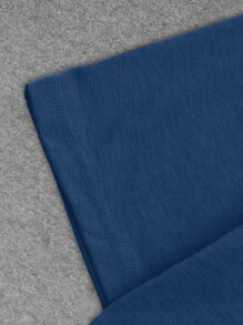 Manfinity 男士波浪和標語圖案T恤 - 藏蓝色 - 查看 4