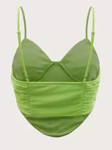 SHEIN BAE Plus Ruched Bustier Bandana Mesh Cami Top
