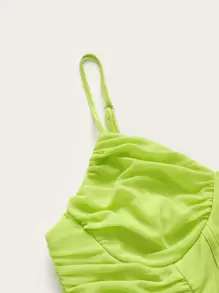 SHEIN BAE Plus Ruched Bustier Bandana Mesh Cami Top