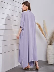 Mulvari 蝙蝠袖下擺開叉直筒連衣裙 - 紫丁香色 - 查看 2