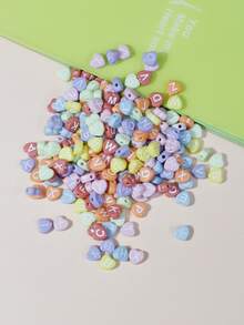 200 piezas de color al azar con patrón de letra DIY cuenta - Multicolor - Ver 2