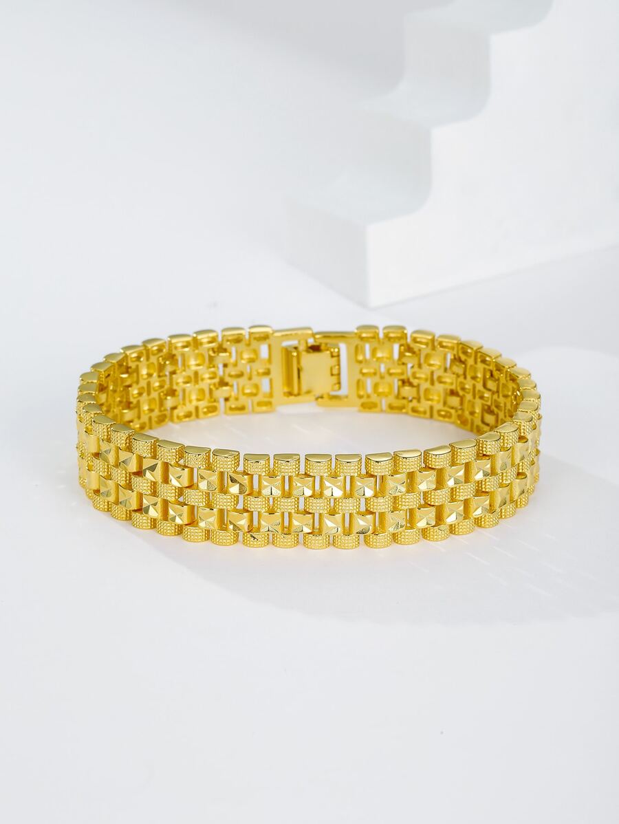 Men Solid Bracelet - Yellow Gold - View 1