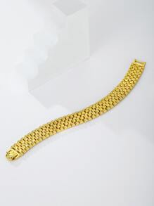 Men Solid Bracelet - Yellow Gold - View 2