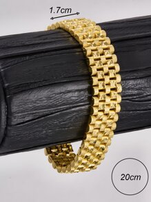 Men Solid Bracelet - Yellow Gold - View 3