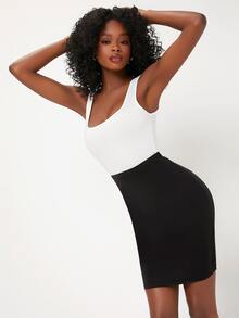 SHEIN BASICS Solid High Waist Bodycon Skirt - Black - View 3