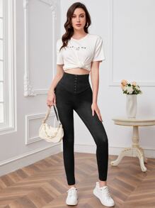 Mulvari High Waist Skinny Pants - Black - View 3