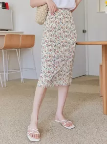 DAZY Floral Midi Pencil Skirt - Multicolor - View 8