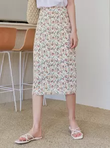 DAZY Floral Midi Pencil Skirt - Multicolor - View 3