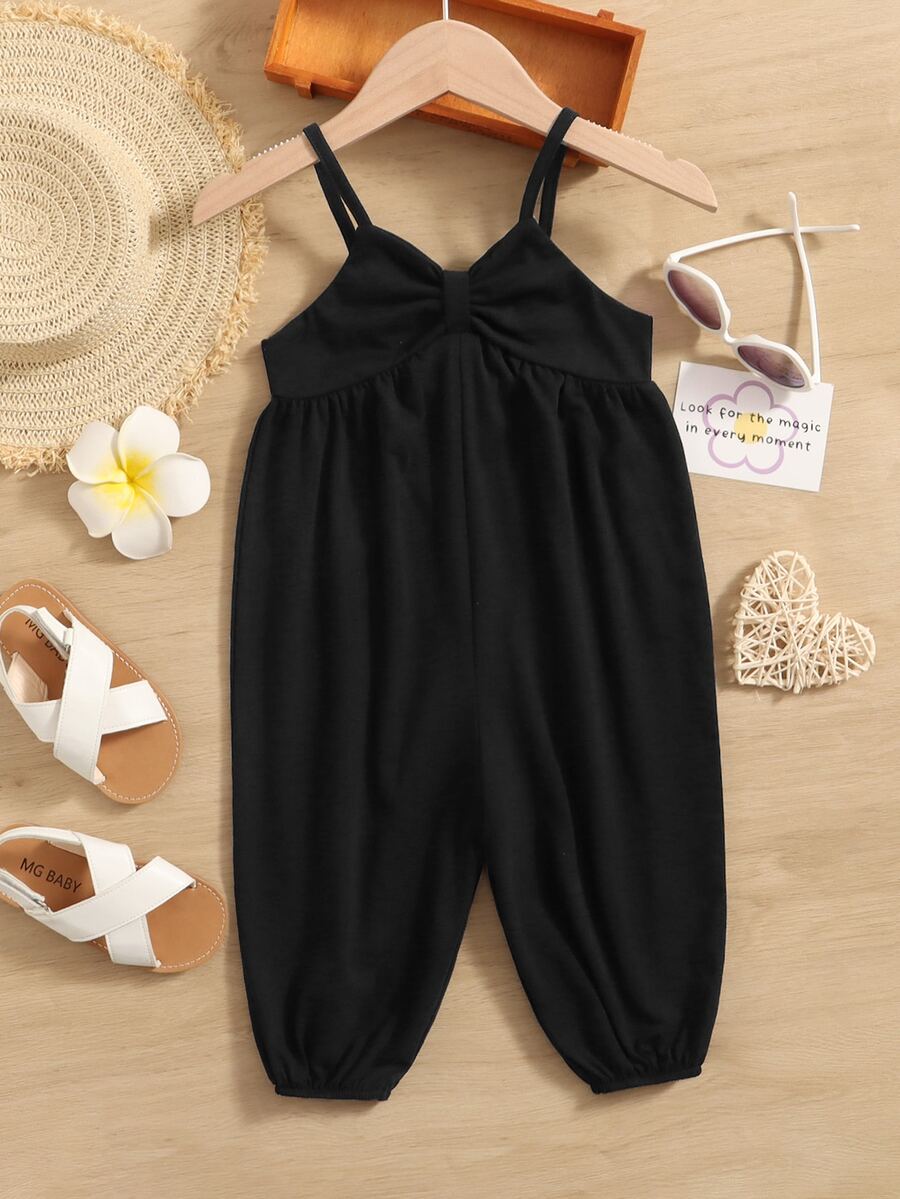 SHEIN Bebé Jumpsuit de tirantes unicolor - Negro - Ver 1
