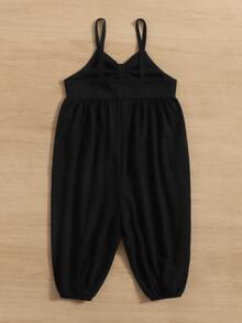 SHEIN Bebé Jumpsuit de tirantes unicolor - Negro - Ver 2