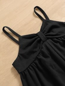 SHEIN Bebé Jumpsuit de tirantes unicolor - Negro - Ver 3