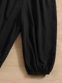 SHEIN Bebé Jumpsuit de tirantes unicolor - Negro - Ver 4