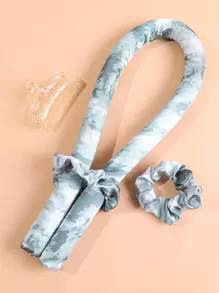 無熱捲發棒頭帶，無熱捲發器無熱捲髮帶，帶髮夾和髮帶，睡眠捲髮絲帶捲發器 - 墨綠色 - 查看 1