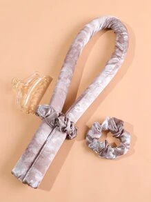 Cinta para la cabeza con varilla para rizar sin calor, rizador de cabello sin calor Cinta para rizos sin calor con pinzas para el cabello y Scrunchie, rizos para dormir Rulos para el cabello con cinta de seda,herramientas para el cabello - Café integral - Ver 1