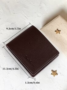 1入組經典素色男士短皮夾商業便攜多功能極簡短皮夾 - 咖啡棕 - 查看 5