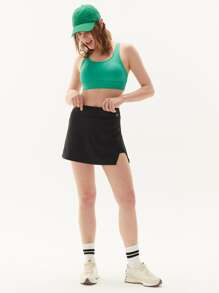 GLOWMODE Core Court Collection Faux Wrap Slit Tennis Skirt - Black - View 4