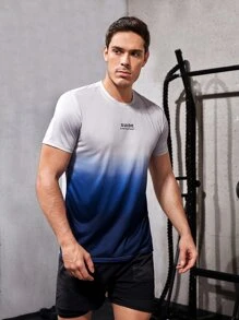 Manfinity Fitness Männer Sport T-Shirt mit Ombre & Buchstaben Grafik