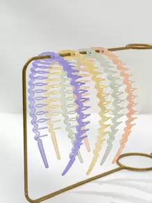 Multiple Pieces Minimalist Versatile Plastic Toothed Headbands - Multicolor - View 1