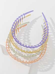 Multiple Pieces Minimalist Versatile Plastic Toothed Headbands - Multicolor - View 2