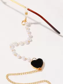 1 chiếc dây đeo kính thiết kế hình trái tim bằng vải nhung và ngọc trai giả thời trang bằng kim loại, giá đỡ kính chống trượt bằng silicon dễ thương thời trang, dây đeo kính, có thể dùng làm dây treo khẩu trang, phụ kiện kính cho phụ nữ ngày lễ tình nhân - Nhiều màu - Xem 4