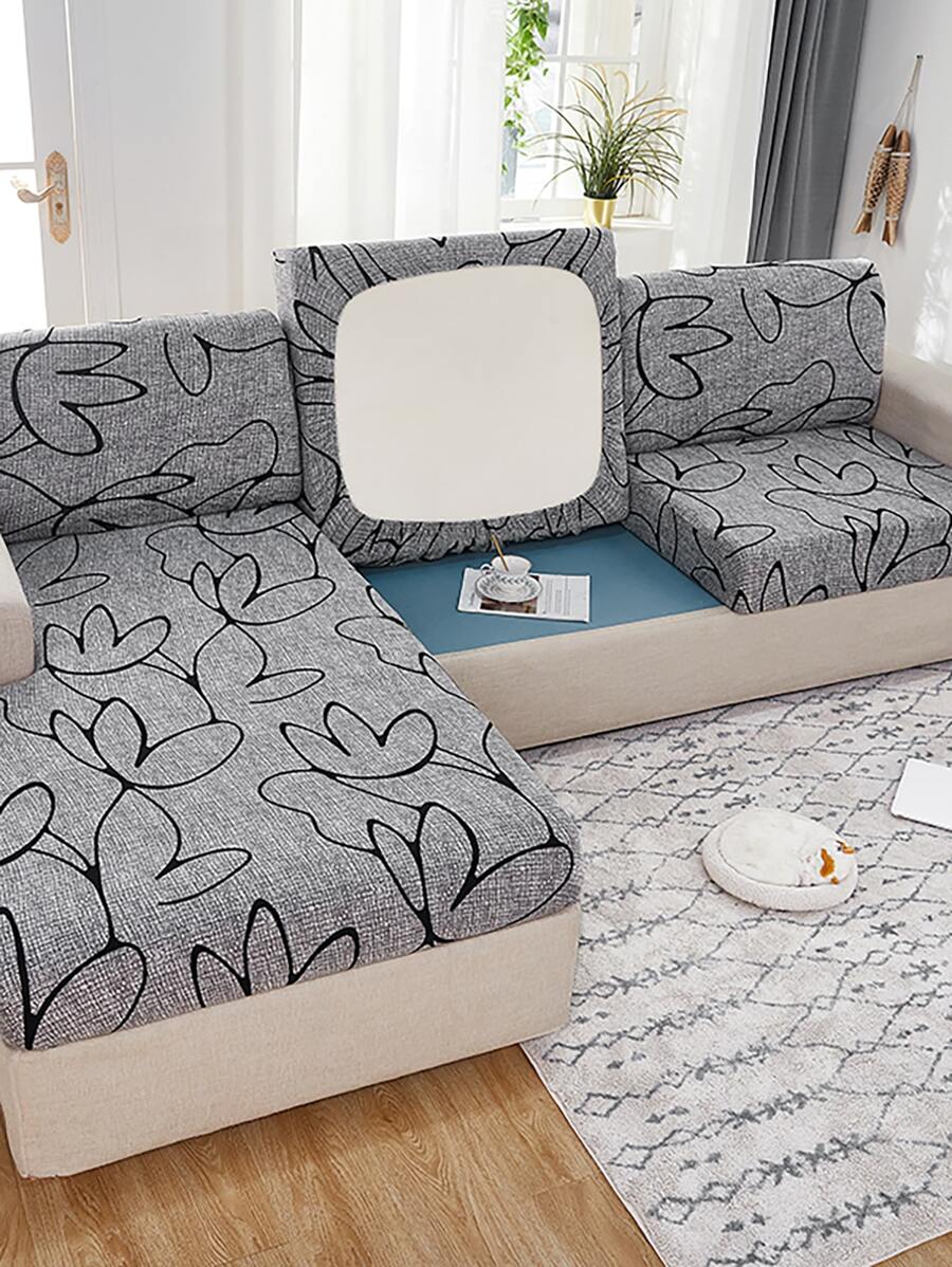 1pc Floral Pattern Stretchy Sofa Seat Cover,Boho Polyester Washable Sofa Cushion Cover For Living Room - Multicolor - View 1