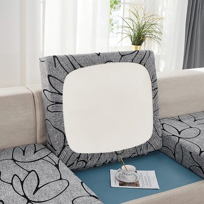 1pc Floral Pattern Stretchy Sofa Seat Cover,Boho Polyester Washable Sofa Cushion Cover For Living Room