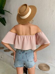 Breezaya 素色露肩上衣 - 淺粉色 - 查看 2