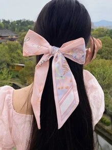 Dây buộc tóc in hoa thanh lịch - Hồng - Xem 3