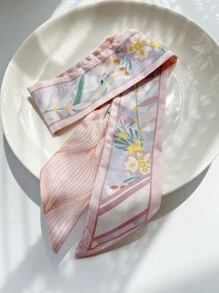 Dây buộc tóc in hoa thanh lịch - Hồng - Xem 2