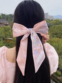 Dây buộc tóc in hoa thanh lịch - Hồng - Xem 1