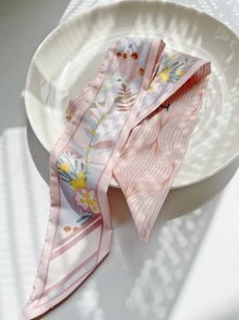 Dây buộc tóc in hoa thanh lịch - Hồng - Xem 4