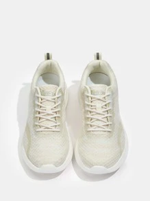 Knit Panel Lace Up Front Running Shoes Tainers