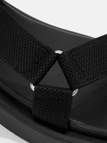 CUCCOO EASI 舒適涼快的戶外拖鞋女鞋,多帶素面布料帶扣粗底涼鞋,適用於春夏季節 - 黑色 - 查看 3