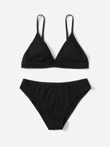 Ensemble de bikini triangle texturé pour préadolescentes, été plage