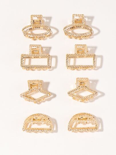 8入組紋理質感金屬髮爪