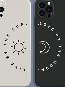 2pcs Sun & Moon Phone Case - Multicolor - View 3