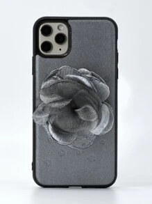 Carcasa De Teléfono Con Relieve De Flores Con Espejo - Gris - Ver 6