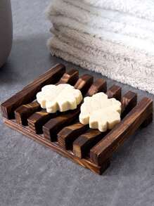 Wooden Soap Dish Holder - Coffee Brown - View 1