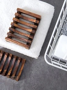 Wooden Soap Dish Holder - Coffee Brown - View 4