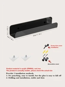 1pc Solid Color Bathroom Rack - Black - View 4