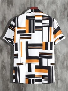 Manfinity Hypemode Áo sơ mi Nam Nút phía trước Hình học In ngẫu nhiên Giải trí - Nhiều màu - Xem 2