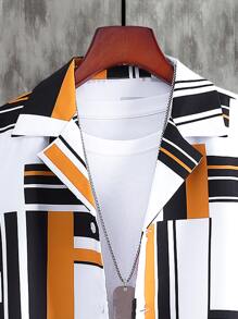 Manfinity Hypemode Áo sơ mi Nam Nút phía trước Hình học In ngẫu nhiên Giải trí - Nhiều màu - Xem 3