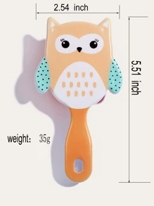 兒童卡通貓頭鷹印花髮刷 - 橘色 - 查看 4