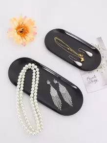 2 piezas Bandeja de joya de metal - Negro - Ver 1